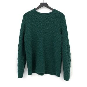 LANDS' END Cotton Blend Rollneck Sweater Pine Green L